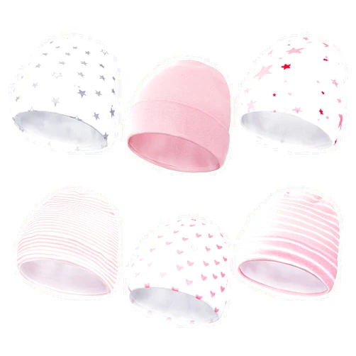Newcotte 6Pcs Preemie Baby Hats Cotton Preemie Caps Warm Preemie Beanie Premature Baby Hospital Hat NICU for Preemie Boy Girl