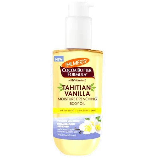 Palmer's Cocoa Butter Formula Body Oil, Moisture Drenching Tahitian Vanilla, 6.5 Oz, 72Hr Hydration with Shea Butter & Vitamin E for Softer Skin, Protects & Soothes Dryness, Dermatologist Approved