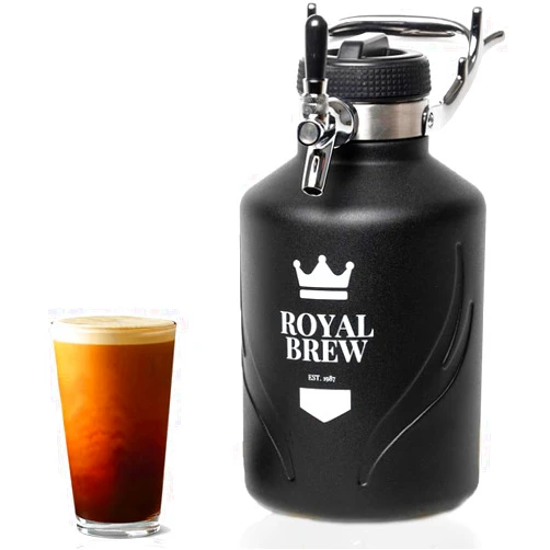 ROYAL BREW EST. 1987 The Original Royal Brew Nitro Cold Brew Coffee Maker - Gift for Coffee Lovers - Coffee Shop Quality Nitro Coffee at Home - 64 oz Home Keg, Nitrogen Gas System Coffee Dispenser Kit