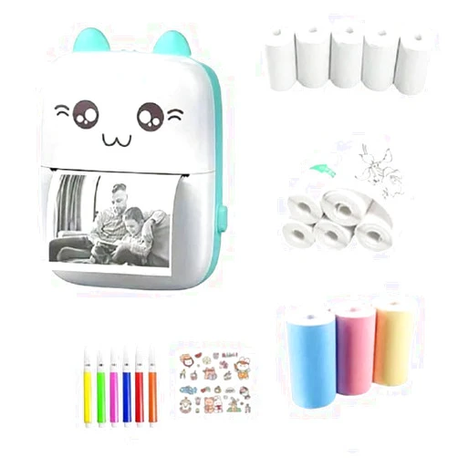 JIVERCI Mini Printer with 13 Rolls of Paper, Portable Sticker Printer Efficiently and Quickly, Thermal Printer for Study Notes, Pictures, DIY, Label, Free App with Multiple Templates-Printer