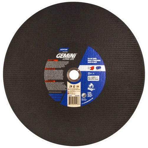 Norton 66253410198 16x3/32x1 In. Gemini AO Chop Saw Cut-Off Wheels, Long Life, Type 01/41, 36 Grit, 10 pack