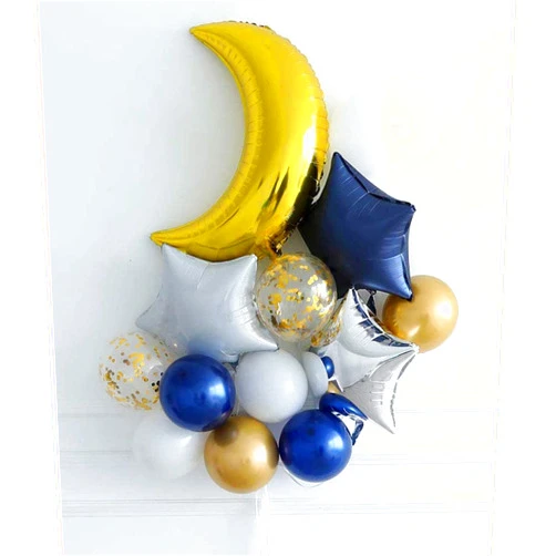 DUBEDAT Moon and Star Balloons Bouquet Navy White Gold Balloons forTwinkle Twinkle Little Star Party Decorations,Baby Shower Birthday Party Decoration