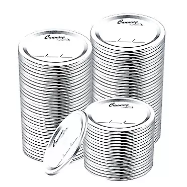 EvaHab 100-Count [Wide Mouth] Canning Lids for Ball, Kerr Jars - Split-Type Metal Mason Jar Lids for Canning - Food Grade Material, 100% Fit & Airtight for Regular Mouth Jars (86mm Wide Mouth） 86mm Wide Mouth（100 Lids）