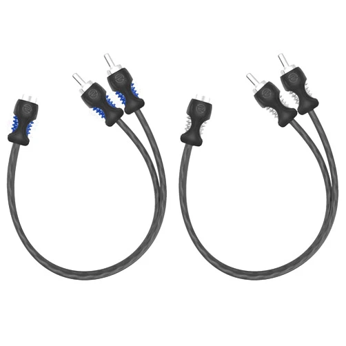 RECOIL R1F2M 99.99% Oxygen Free Copper 1 Female to 2 Male RCA Y Adapter Car Audio 1ft Splitter Connectors Twisted Pair with Noise Reduction 2 Pack