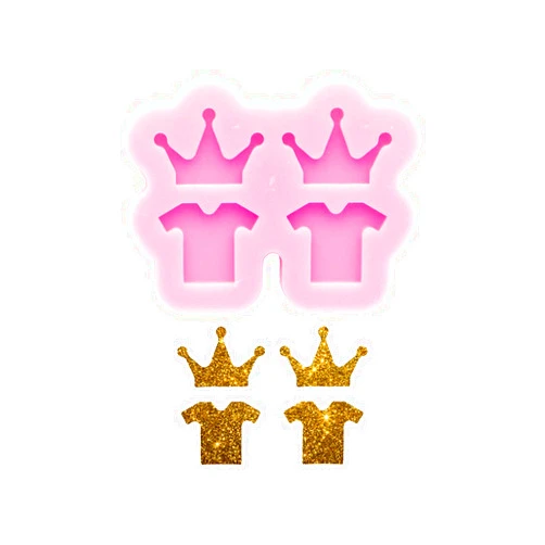 Angel Wings Super Glossy Mini Crown and T-Shirt Shape Earrings Silicone Mold Earring Resin Mold DIY Keychain Craft Epoxy Molds Jewelry Making Earring Resin Mould