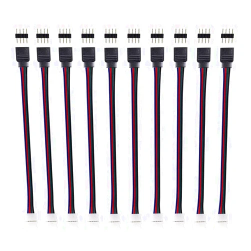ICreating 10PCS LED 5050 RGB Strip Light Connector 4 Pin Conductor 10 mm Wide Strip to Controller Jumper Solderless Clamp On Pigtail Adapter for 5050 Color Changing Flexible LED Strip Light