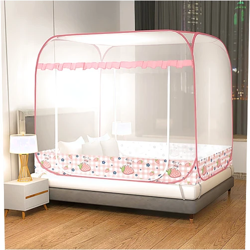 BIHOOA Mosquito net, Simple Wind Free Installation heightened Zipper Mosquito net, Suitable for Double/Single Bed (Color : D, Size : 180cm*200cm*145cm)