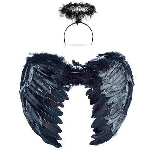 Jackcell Angel Wings and Halo Headband For Kids Costumes, Feather Dress up Fancy Cosplay Party For Girls Women Adults
