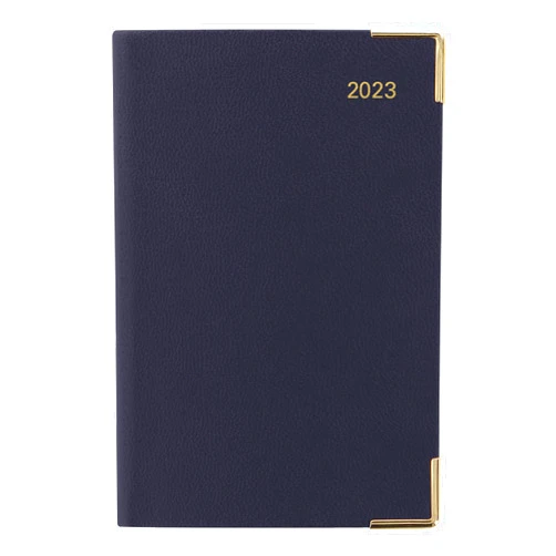 Letts of London 32E-2023 Classic 7-57286-83743-0 Pocket Week To View Diary Gold Colored Corners Gilted Edges (Blue)