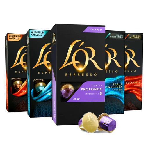 L'OR Espresso Capsules, 50 Count Mild Variety Pack, Single-Serve Aluminum Coffee Capsules Compatible with the L’OR BARISTA System & *Nespresso Original Machines