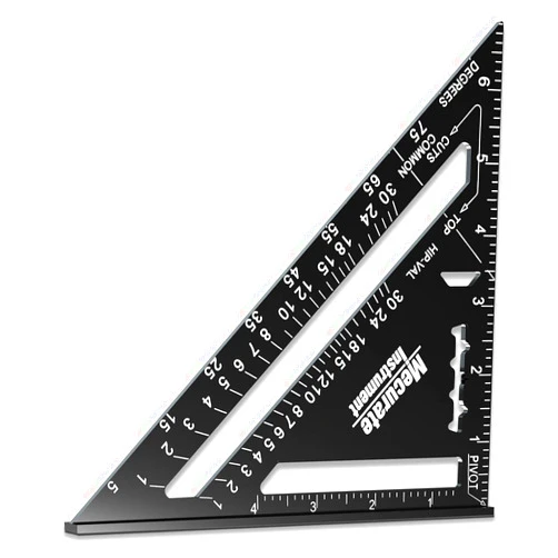 Mecurate Rafter Square, 7 inch Triangle Carpenter Square Die-cast Aluminum Alloy for Woodworking and Carpentry (7 inch)