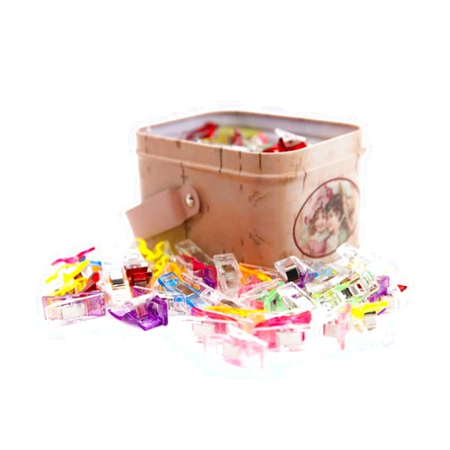 GDMINLO 100 Pack Multipurpose Sewing Clips for Quilting and Crafts with Tin Box, Assorted Colors
