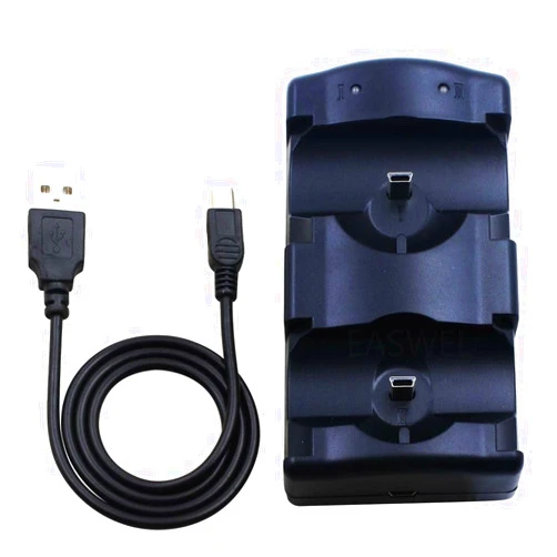 Dreeong Dual USB Charger Charging Dock Station Fit for 3 PS3 Move Controller