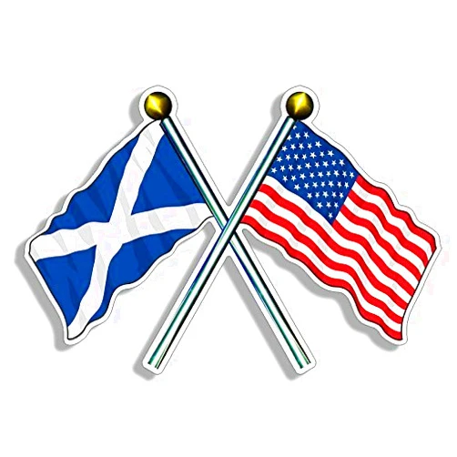 GHaynes Distributing USA and SCOTLAND Waving Flags-on Poles Sticker Decal (american scottish) 3 x 5 inch