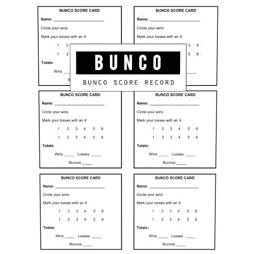 BG Publishing Bunco Score Record: Buncos Score Keeper Game Record Notebook, Buncos Score Keeper, Six bunco score cards, game as well as total wins, losses, buncos, Size 8.5 x 11 Inch, 100 Pages