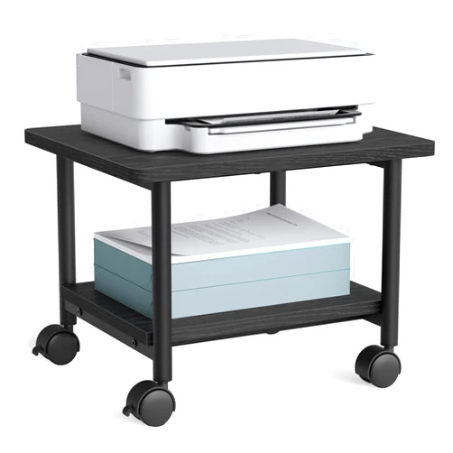 VASAGLE Heavy-Duty Printer Stand with Locking Wheels, 2-Tier Industrial Mobile Cart with Storage Shelf, Under Desk Printer Table for Home, Office, 13.4