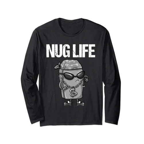 Cool Gangster Chix Fingers Fans Boys Girls Designs Funny Nug Life Gift | Cute Chicken Nuggets Lover Men Women Long Sleeve T-Shirt
