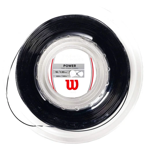 Wilson Synthetic Gut Power Tennis Racket String 16 G/1.3 mm, Black/Black