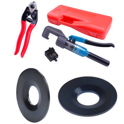 Muzata 20 Pack Cable Railing Kit Black Protector Sleeve CR91 Bundle with 45KN Upgraded Custom Hydraulic Hand Crimper Tool CK12