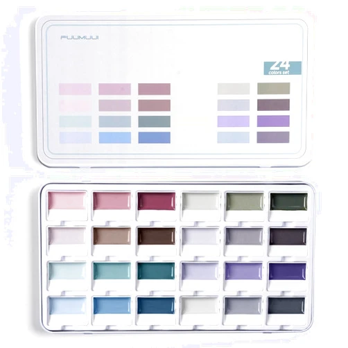 Fuumuui Watercolor Paint Set- 24-Color Opaque Semi-Moist Watercolor Paint, Gray Painting Sets Professional Art Supplies for Artists Adult Beginner Painters Amateur Hobbyists Painting