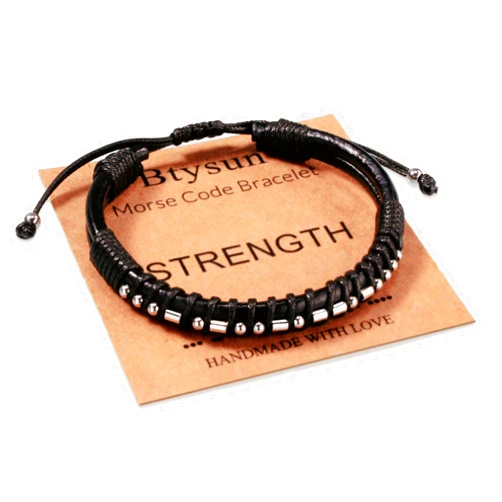 Btysun Inspirational Gifts for Men Morse Code Bracelets Mens Bracelets Graduation Gifts for Him Fathers Day Adjustable Leather Bracelet Motivational Birthday Annivesary Jewelry Stocking Stuffers for Men