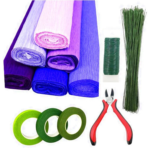 Just Artifacts 70g 6pc Purple Skies Crepe Paper with Floral Arrangement Tool Kit