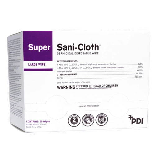 PDI Super Sani-Cloth Germicidal Disposable Wipe, Large, Individual, 5