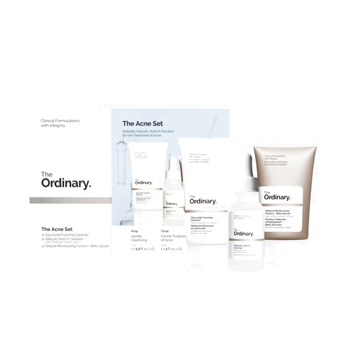 The Acne Set, 3-Step Skin Regimen with Glucoside Foaming Cleanser, Salicylic Acid 2% Solution, and Natural Moisturizing Factors + Beta Glucan | Skin Care Set