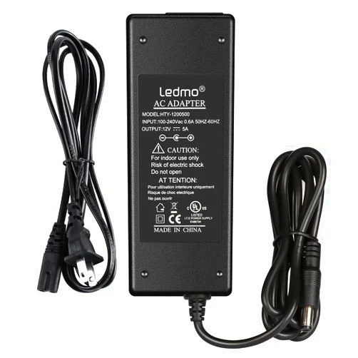 LEDMO Power Supply, Transformers,LED Adapter, 12V 5A 60 Watt Max AC 100-240V to DC 12V LED Driver for LED Strip Lights