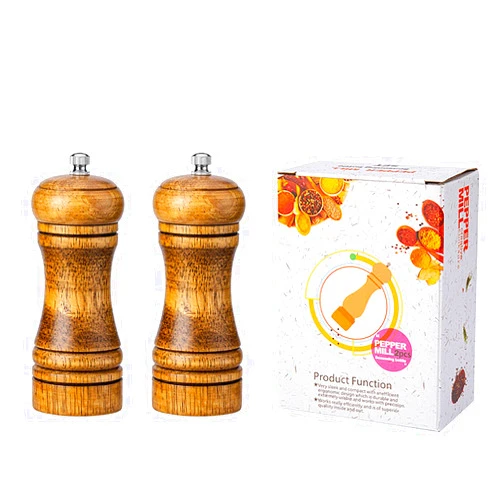 ALeGuLu Oak Manual Pepper Grinder Kitchen Seasoning Bottle Ceramic Core Wooden Body Free Adjustable Coarseness Multi-Ingredient Grinder,a5”s