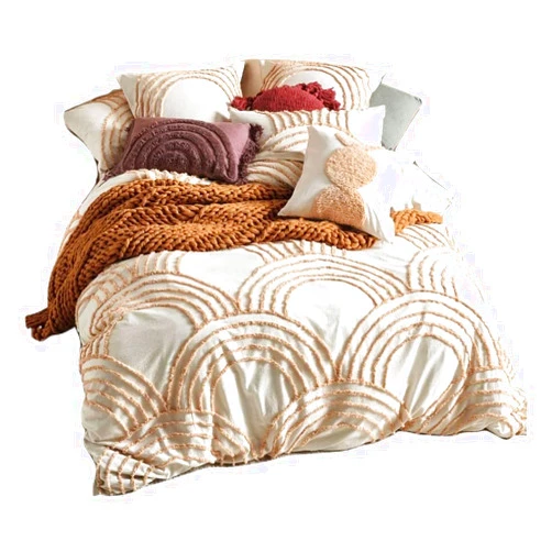 CraftAura 3 Piece Tufted Cotton Duvet Cover Set, Boho Bedding Queen King Comforter Cover with Pillowcases by Craft Aura (King 90x104 Inches)