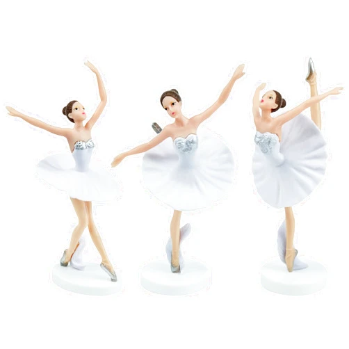BLLREMIPSUR 3 PCS Dancing Girl Ballerina Figurine, Ballerina Figurine Cake Topper, White Ballet Girl Figure Cake Decoration