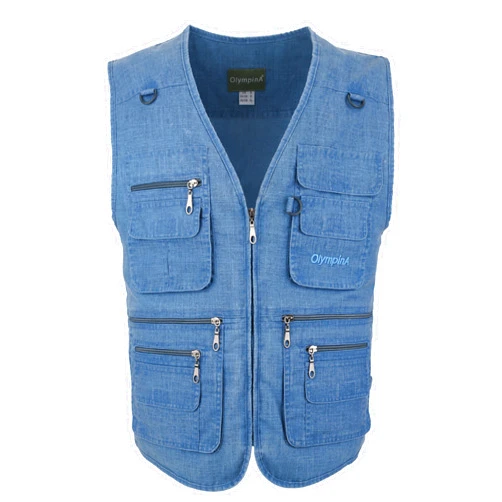 LUSI MADAM Men's Poplin Outdoors Travel Sports Multi-Pockets Work Fishing Vest
