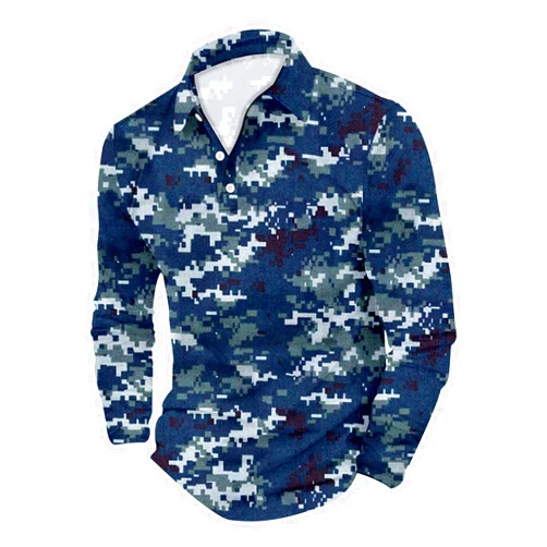 Generic Men's Camouflage Polo Shirts 3 Button Quick Dry Performance Tops Shirt Outdoor Casual Collar Shirt Golf Pullover