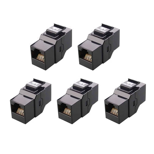 Cable Matters [UL Listed] 5-Pack 10Gbps Cat6 Keystone Coupler, RJ45 Keystone Jack Coupler/Ethernet Female to Female Keystone Jack in Black for Patch Panel, Wall Plate