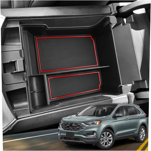 YEE PIN for Ford Edge 2023 2024 Center Console Organizer Tray for 2021-2024 Ford Edge Accessories SE/SEL/ST-Line/Titanium/ST Middle Console Organizer Armrest Insert Tray Storage Box Tray (Red)