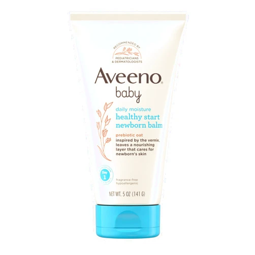 Aveeno Baby Healthy Start Nourishing Newborn Balm, Hypoallergenic Baby Skin Balm with Prebiotic Oat Leaves a Nourishing Layer to Care for Newborn Skin, Fragrance-Free, 5 oz