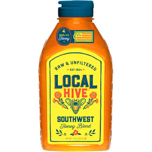 Local Hive Honey Local Hive Southwest Raw Unfiltered Honey – 32oz, 100% Pure US Honey, Sourced from American Bees and Beekeepers - Natural Sweetener, Ideal for Tea, Baking, and Cooking