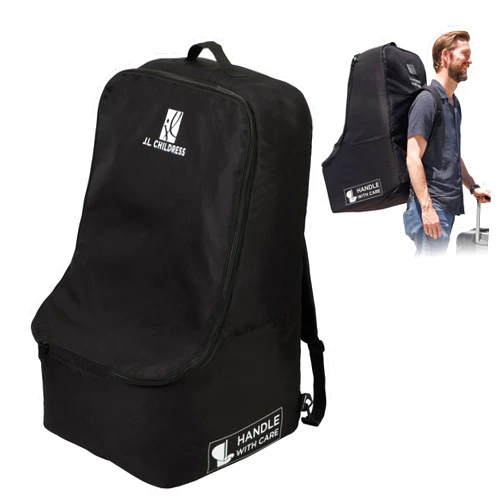 J.L. Childress DELUXE Backpack Car Seat Travel Bag - PREMIUM - Thicker Padding - Includes AirTag Holder - Airplane Bag for Baby Car Seats - Fits All Car Seats, Infant Carriers & Booster Seats – Black