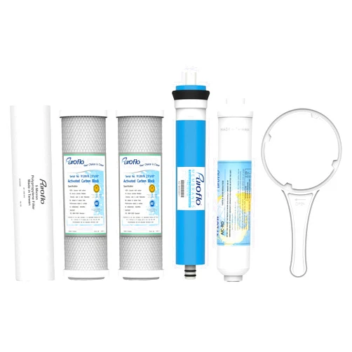PUROFLO ERO 5 pc Reverse Osmosis Filters 1 Year Set, 5 Stage Reverse Osmosis Water Filter, Under Sink RO Water Filter System Kit Compatible with Most 10