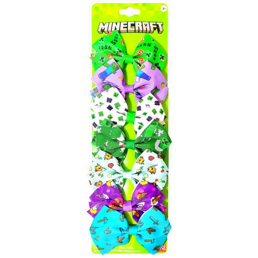 LUV HER MINECRAFT Kids Hair Bows - Hair Accessories Gift Set - Minecraft Hair Bows - 7 Pcs 4 Inch Bundle - Hair Bows for Kids - Multicolor Hair Clip with Alligator Clip - Ages 3 +