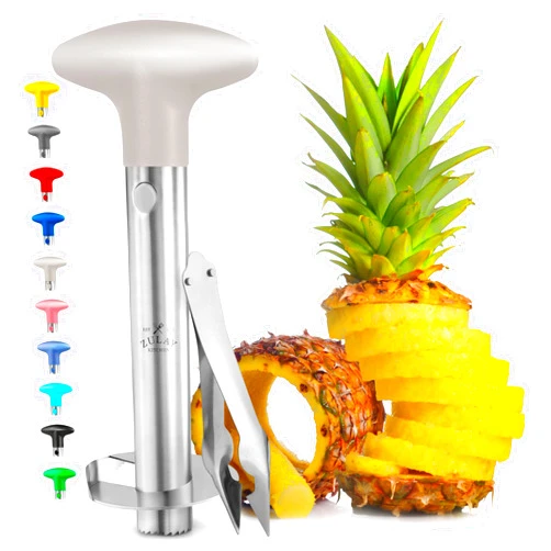 Zulay Kitchen Pineapple Corer and Slicer Tool - Stainless Steel Pineapple Cutter for Easy Core Removal & Slicing - Super Fast Pineapple Slicer and Corer Tool Saves you Time (Ivory)