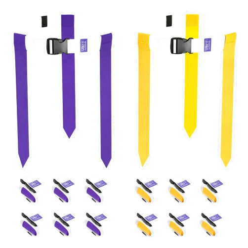 Uikro Flag Football Belts, 14 Player Flag Football Set with 42 Flags for Adult Youth Kids Training Games (Purple & Yellow)