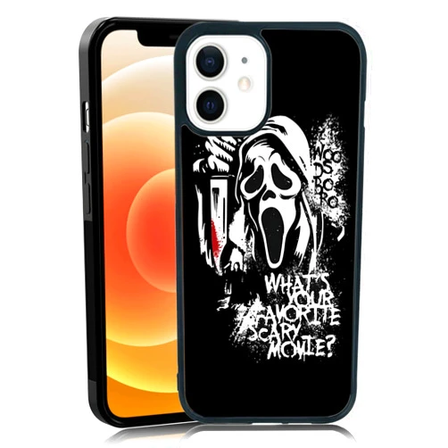 MMYAJT Favorite Scary Phone Case Compatible with iPhone 12 Mini, Scream iPhone Case Shockproof Black and White Phone Halloween Funny Cover Gift for Boy Girl Men Women