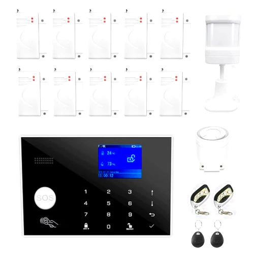 SOUJAMAO WiFi and GSM 17-Piece kit, Wireless Home Security Alarm System, Door/Window Sensor Entry Sensors (x10) with Smart Life and Tuya App Alert, 24/7 Monitoring Works with Google Assistant and Alexa