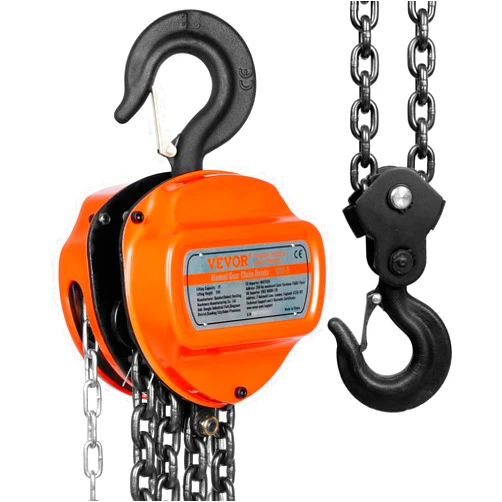VEVOR Hand Chain Hoist, 2 Ton 4400 lbs Capacity 10 FT Come Along, G80 Galvanized Carbon Steel with Double-Pawl Brake, Auto Chain Leading & 360° Rotation Hook, for Garage Factory Dock