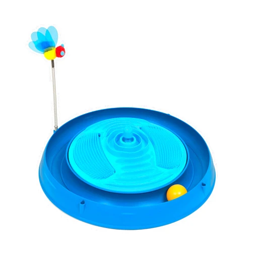 Catit Play Circuit Ball Cat Toy with Scratch Pad, Catnip Toy, Blue, 43001