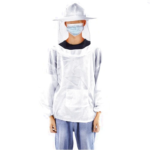 STARNOONTEK Beekeeper Bee Suit, Professional Lightweight Beekeeping Tools Ventilated Protective Jacket Beekeeper Veil Suit Smock(White)