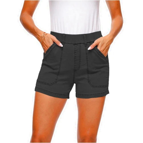 YOCUR Womens Lightweight Denim Shorts Casual Baggy Beach Outdoor Short Pants Elastic Waist High Waisted Pocket Workout Shorts