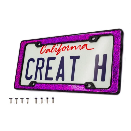 Creathome 3D Shining and Neon License Plate Frame from Pure Zinc Alloy Metal Per